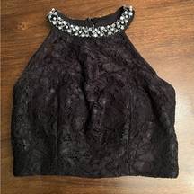 Womens Black Lace Crop Top Blouse Size 3