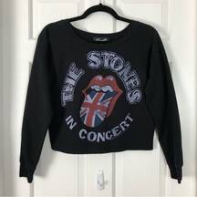 The Rolling Stones Long Sleeve Sweatshirt Top Crop Small Womens Graphic Band Tee