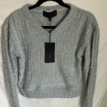 Kendall + Kylie NWT:  fuzzy v-neck iced blue sweater- size XS