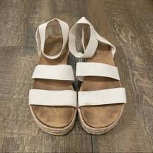 Spirit Gigi White Strap Platform Espadrille Sandals Size 7