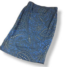 Liz Lange Womens Skirt Sz 2 Medium Large Fiona Paisley Blue White Maternity NEW