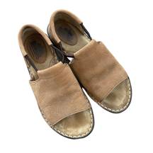 Amazing vintage 90s  beige leather slip on peep toe sandals 🔥