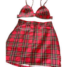 Yandy School Girl Roleplay Plaid Outfit Size M/L NWOT Bra and Skirt