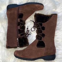 Brown Faux Fur Brown Winter Snow Boots