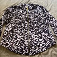 MICHAEL Michael Kors zipper front collared blouse. Size Med