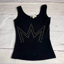 Nicki Minaj Women's Embellised Black and Gold Cropped Tank Sz XS