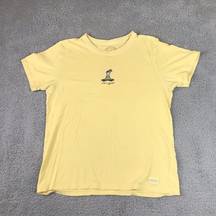 Life is Good Life Is‎ Good Shirt Womens Medium Yellow Meditation Relaxed Fit Cotton Tee