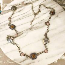 Laura Ashley *5/$25*  Necklace Beaded Purple Silver Brown Long