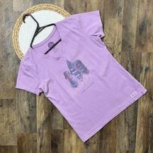 Life is Good  Spread Good Vibes T-Shirt Womens Medium Classic Fit Purple V-Neck