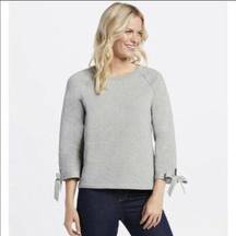 Draper James Tie Sleeve Sweatshirt Pullover Grey