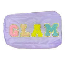 NEW Purple Varsity Patches Cosmetic Bag GLAM