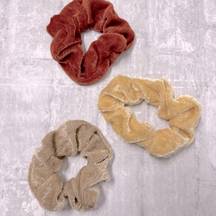 H&M Mustard Yellow, terracotta, orange , tan Velvet Hair Scrunchie bundle of 3