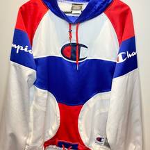 Champion  Colorblock Red White Pullover Jacket Size Small