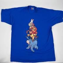 Disney Vintage 80s 90s Winnie The Pooh Eeyore Tigger Piglet Blue T-shirt Single Stitch