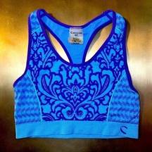 Climawear Blue Seamless Boho Yoga Pilates Sports Bra Crop Top Small