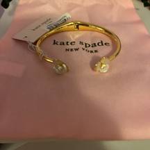 Gold Open Bracelet with flowers