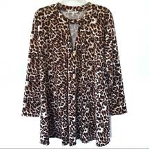 Leopard Print Tunic w/ Triangle Cutout Size Med