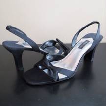 black satin bow heels