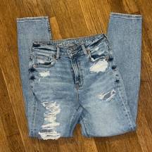 American Eagle Stretch Ripped Mom Jeans