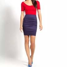 Urban Outfitters UO PDB Navy & Red Striped Nautical Bandage Skirt