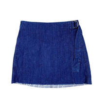 Madewell  Raw Hem Wrap D-Ring Belt Denim Mini Skirt Size 2 NWT Medium Dark Wash