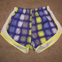 Nike  Dri Fit Tempo purple yellow polka dot Shorts