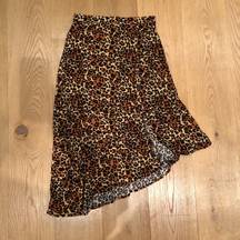 Band of Gypsies leopard print asymmetrical midi skirt size S