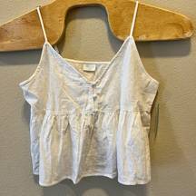 Abound Womens White Tank Top Size Medium V Neck Peplum Waist