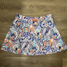 Talbots Coral Blue Paisley Print Athletic Running Skort | Size Medium Petite