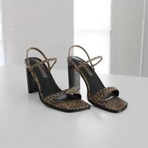 Jennifer Moore Jupiter Leopard Print Strappy Heels