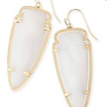 Kendra Scott  Skylar White Mother of Pearl Gold Metal Earrings NEW