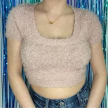 Forever 21  Pink Fuzzy Cropped Sweater