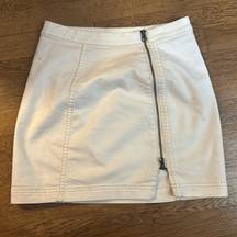 Free People  White Zip Denim Mini Skirt
