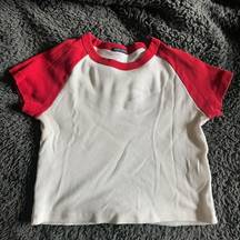 Brandy Melville  cropped baseball baby tee