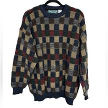 American Vintage Vintage Checkerboard Wool Alpaca Blend Grandpa Crewneck Sweater - Size L