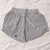 Gray and White Stripe Flowy Shorts - 100% Cotton