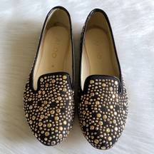 Black & Gold Studded Flats