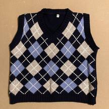 Cropped Checkered Sweater Vest