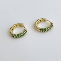 Emerald Green Gold Hoops