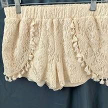 Blu Pepper Lace Cream Shorts- size M