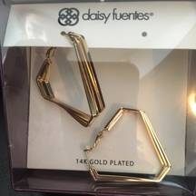 14K Gold Plates Triple Triangular Earrings Boxed