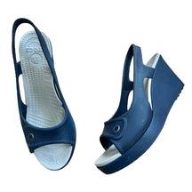 Crocs Croc Women’s Havana Sexi Slingback Wedge Heel Sandals - Blue, 9US