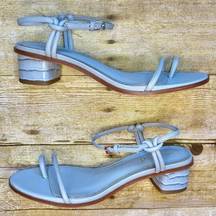 J. McLaughlin Helena Blue Croc Embossed Strappy Block Heel Leather Sandal