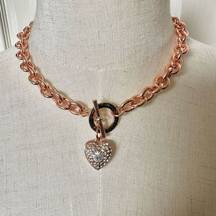 G by Guess rose gold heart toggle necklace