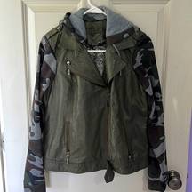 dry goods camo and leather jacket