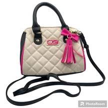 Luv  Mini Quilted Crossbody Bag White Black and Hot Pink