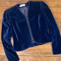 Vintage navy blue velvet short jacket Octoberfest medieval fancy size 10