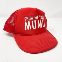 SMYM SHOW ME YOUR MUMU Red Mesh Trucker Cap Spellout Snapback One Size OS