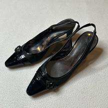 Etienne Aigner Black Kitten Heel Slingback Strap