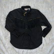 Vintage Westbound Casual Western Beaded Fringe Button Up Shirt size Medium